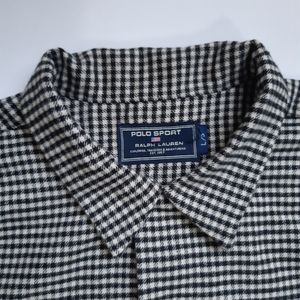 Vintage Polo Sport Ralph Lauren houndstooth relaxed fit travel / adventure shirt